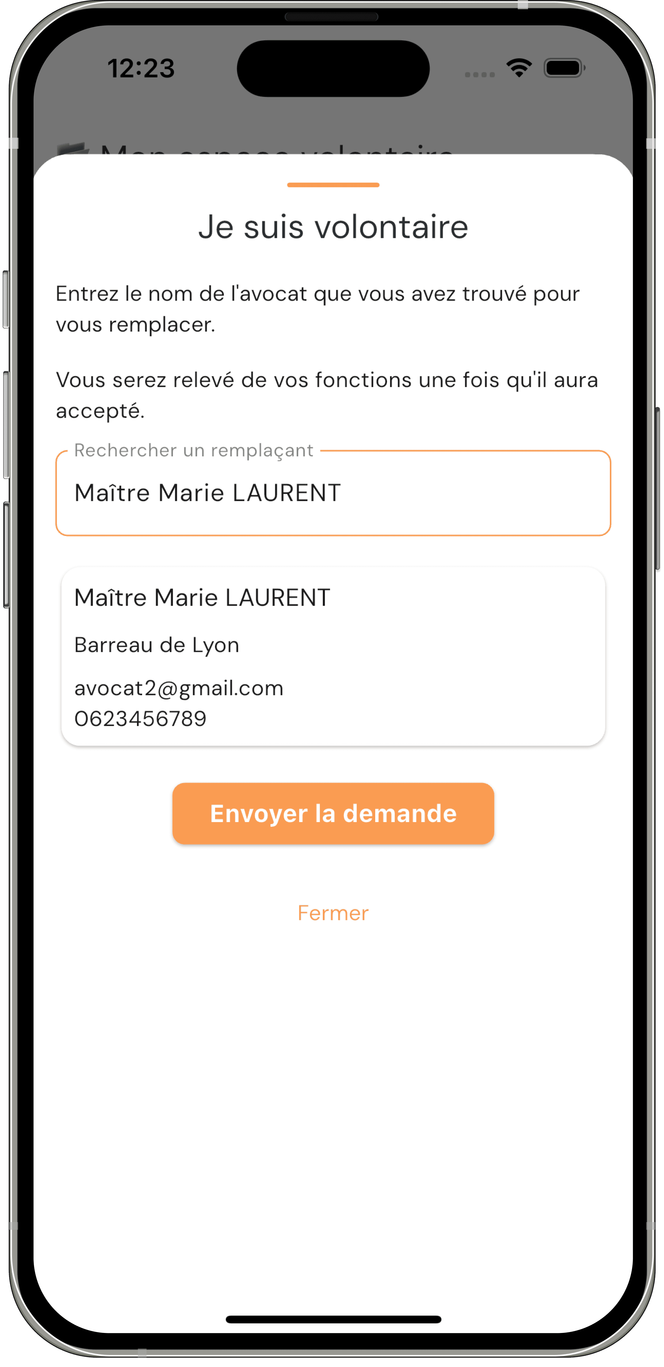 Remplacement du volontaire
